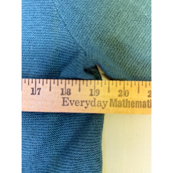 Peruvian Connection Baby Alpaca Silk Open Knit Long Cardigan Teal Green Size L - Picture 6 of 14